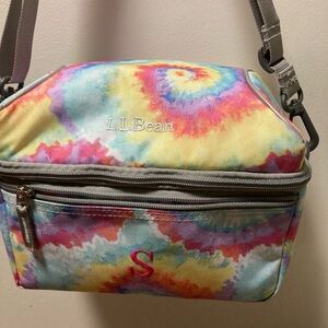 L.L. Bean Multicolor Tie-Dye Travel lunch tote MONOGRAM “S” adjustable strap!